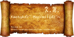 Kmetykó Maximilián névjegykártya